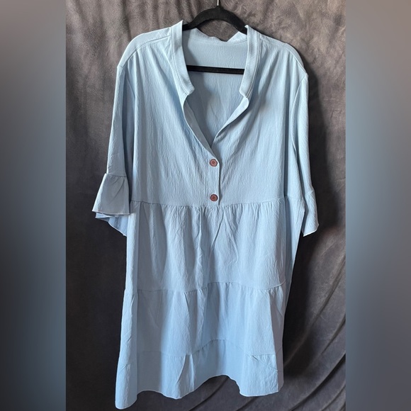 Plus Flounce Sleeve Ruffle Hem Smock Dress - Picture 4 of 4